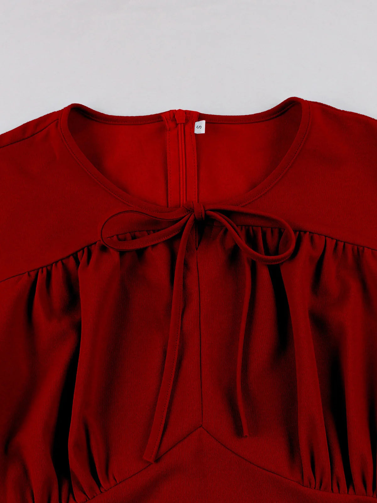 Tonval O-Neck Knot Front High Waist Elegant Solid Tiered Dress 2025 Women Short Sleeve Vintage A-Line Long Dresses