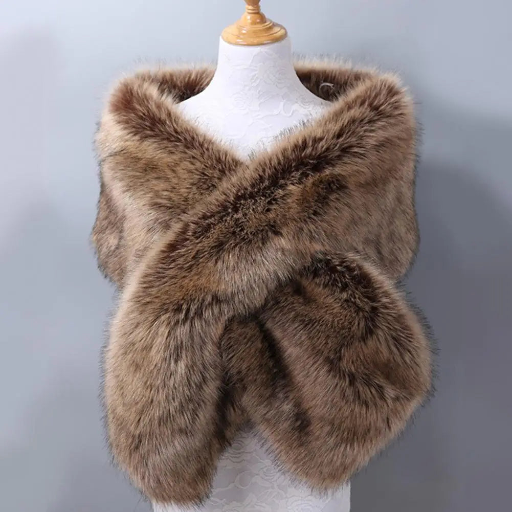 Women Shawl Fluffy Faux Fur Thicken Women Cape Scarf Autumn Winter Long Ponchos Scarf Faux Fur Jacket Coat Warm Shawl Wrap