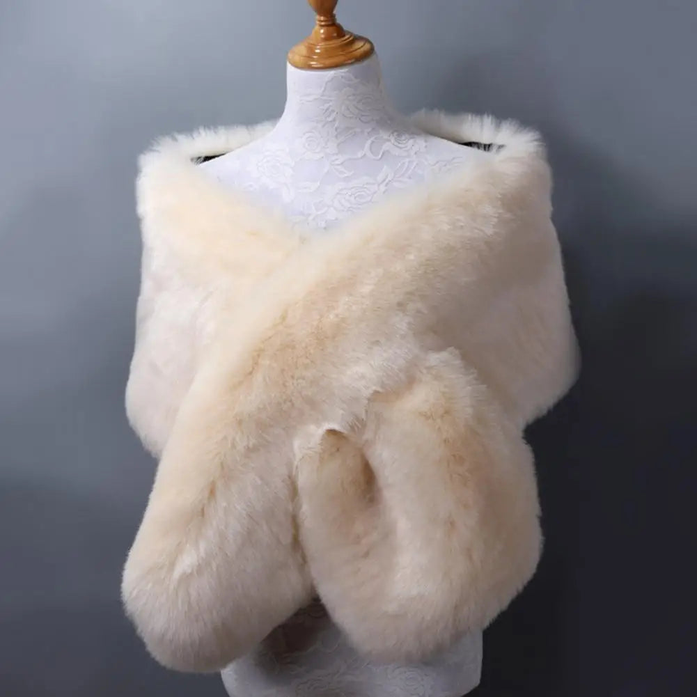 Women Shawl Fluffy Faux Fur Thicken Women Cape Scarf Autumn Winter Long Ponchos Scarf Faux Fur Jacket Coat Warm Shawl Wrap