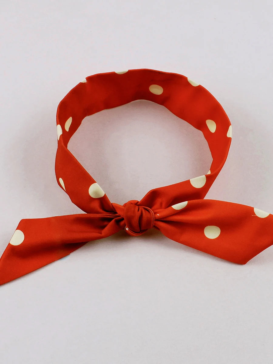 Tonval Embroidered Contrast Collar Buttons Front Summer Dress with Headwear Vintage Polka Dot Women Elegant Pockets Long Dresses