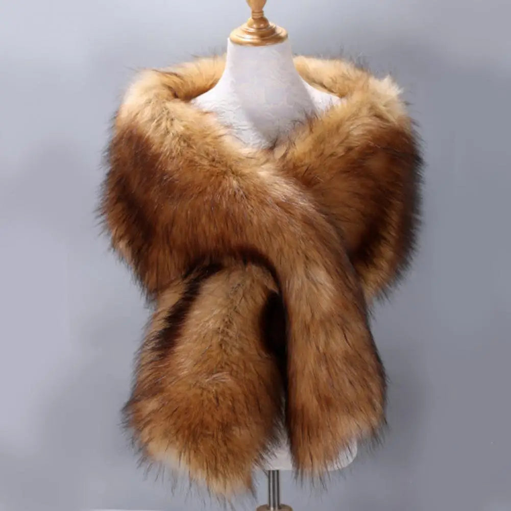 Women Shawl Fluffy Faux Fur Thicken Women Cape Scarf Autumn Winter Long Ponchos Scarf Faux Fur Jacket Coat Warm Shawl Wrap