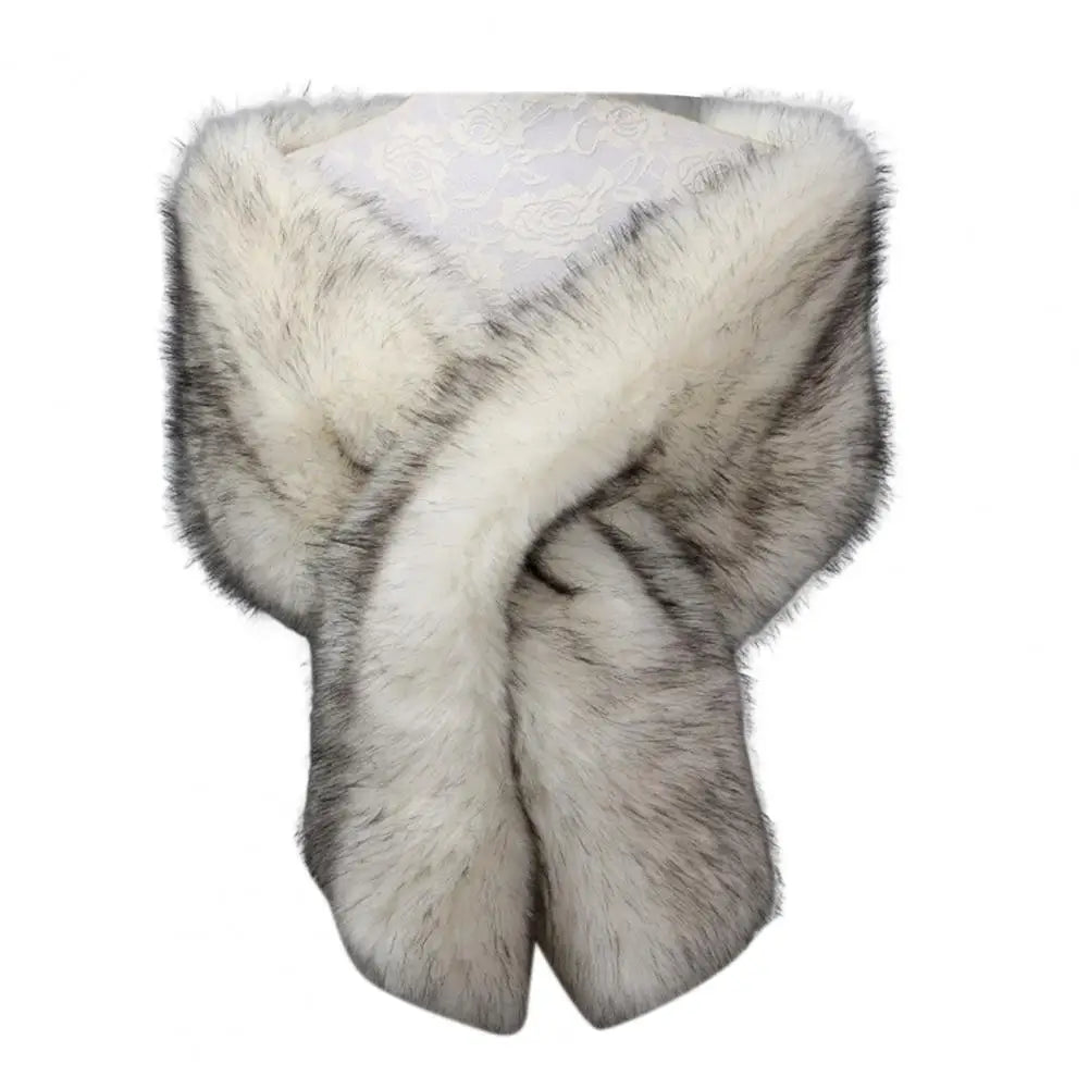 Women Shawl Fluffy Faux Fur Thicken Women Cape Scarf Autumn Winter Long Ponchos Scarf Faux Fur Jacket Coat Warm Shawl Wrap