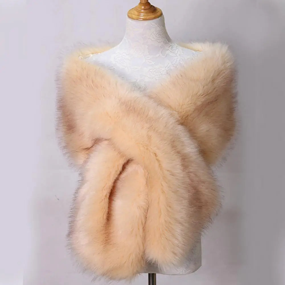 Women Shawl Fluffy Faux Fur Thicken Women Cape Scarf Autumn Winter Long Ponchos Scarf Faux Fur Jacket Coat Warm Shawl Wrap