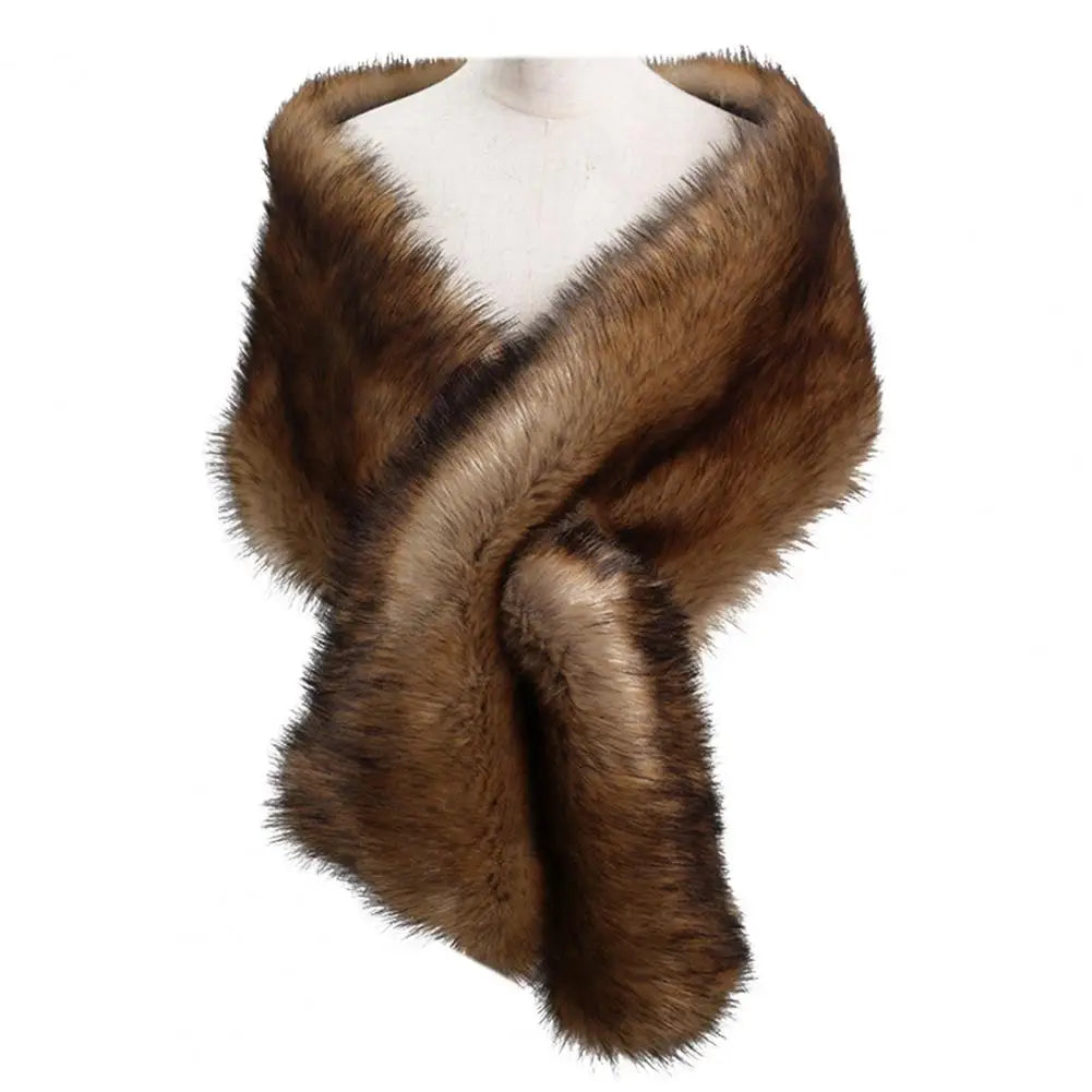 Women Shawl Fluffy Faux Fur Thicken Women Cape Scarf Autumn Winter Long Ponchos Scarf Faux Fur Jacket Coat Warm Shawl Wrap