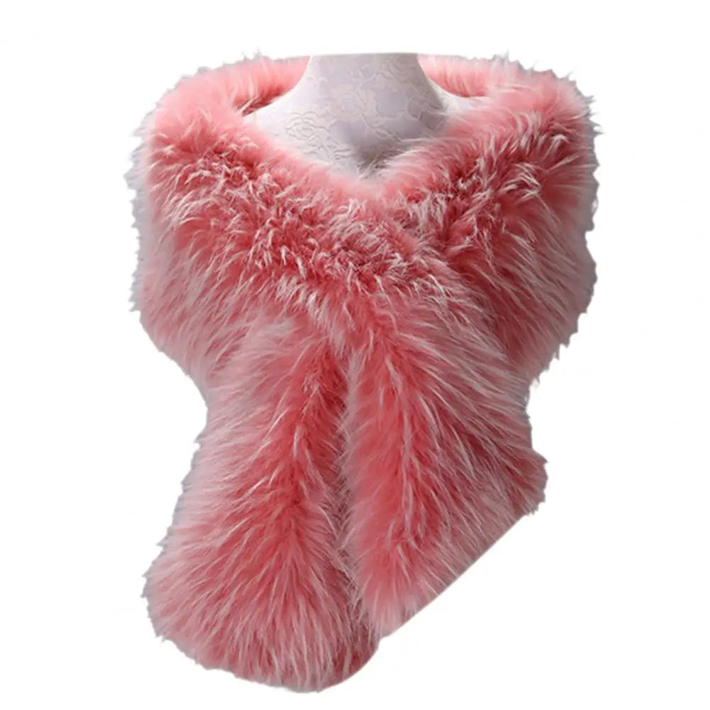 Women Shawl Fluffy Faux Fur Thicken Women Cape Scarf Autumn Winter Long Ponchos Scarf Faux Fur Jacket Coat Warm Shawl Wrap