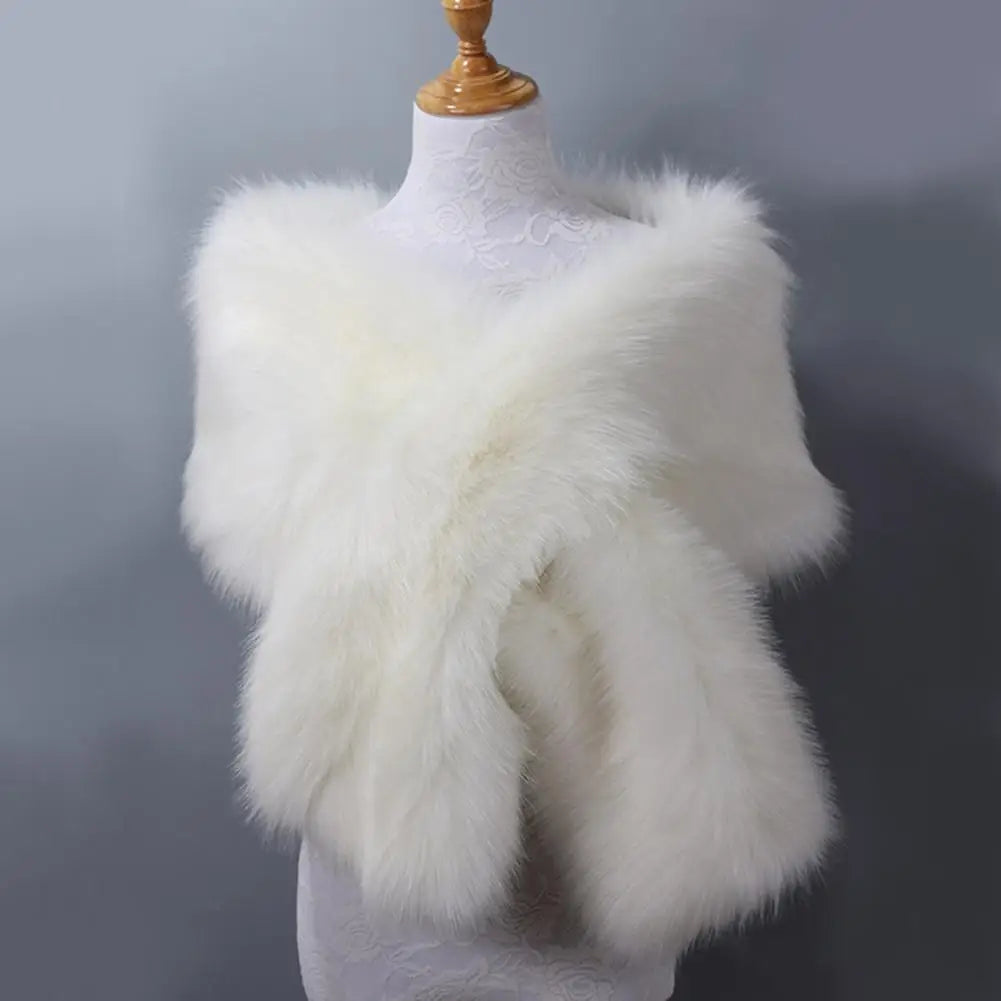 Women Shawl Fluffy Faux Fur Thicken Women Cape Scarf Autumn Winter Long Ponchos Scarf Faux Fur Jacket Coat Warm Shawl Wrap