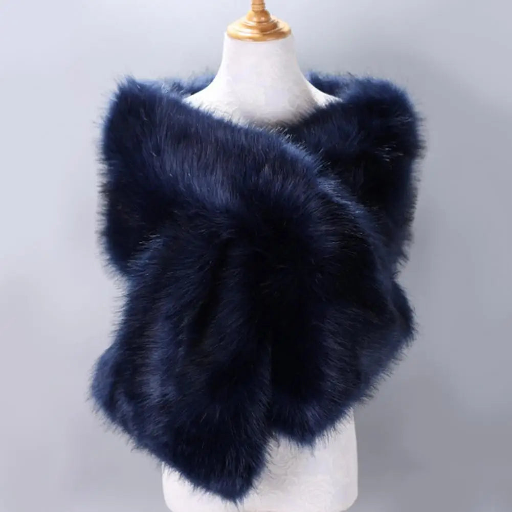 Women Shawl Fluffy Faux Fur Thicken Women Cape Scarf Autumn Winter Long Ponchos Scarf Faux Fur Jacket Coat Warm Shawl Wrap