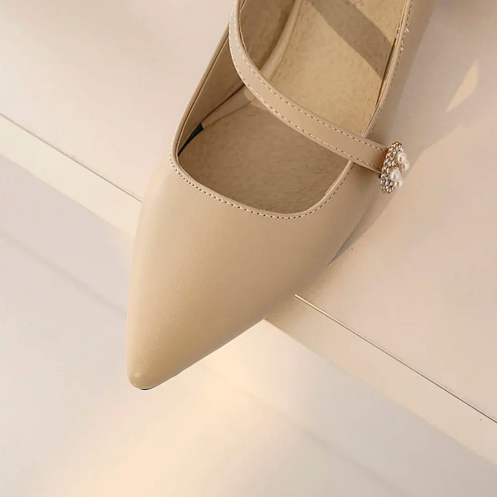 2025 Spring Brand New Sweet Apricot Beige Women Casual Pumps  High Block Heels Lady Shoes Plus Big Small Size 30 43 46 48