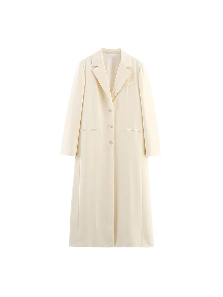 European and American style autumn women's clothing new style fashionable and versatile solid color long-sleeved coat jacket